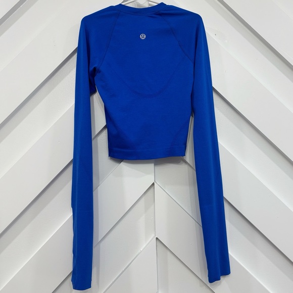 Lululemon Swiftly Tech Cropped Long Sleeve Shirt Size 0 In Cerulean Blue - Picture 2 of 5